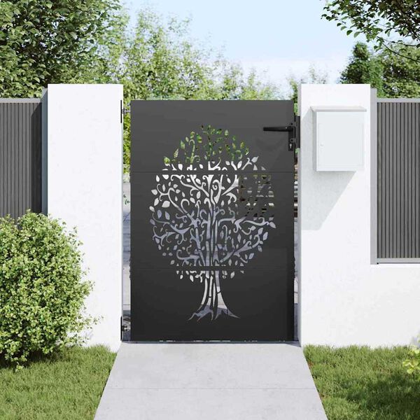 vidaXL Poartă de grădină, Poartă de Grădină 85x75 cm Design Copac din Oțel Corten