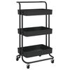 vidaXL Cărucior de bucătărie 3 niveluri negru 42x35x85 cm fier/ABS