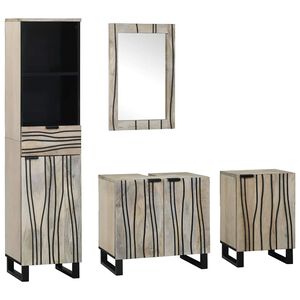 vidaXL Set de mobilier pentru baie 4 buc. Maro Nuc Lemn prelucrat