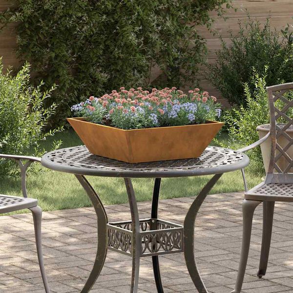 vidaXL Vază pentru Grădină Ruginit 50 x 50 x 15 cm