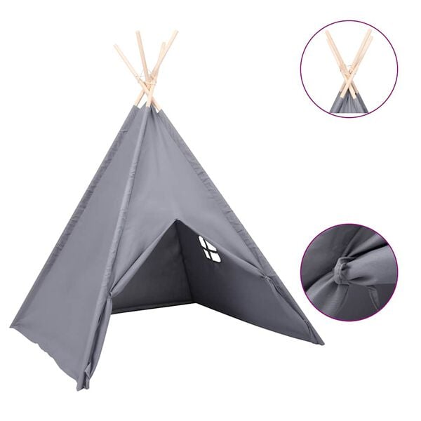 vidaXL Cort de copii teepee cu geantă, gri 120x120x150 cm, piersică