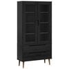 vidaXL Dulap cu Vitre MOLDE 90 x 35 x 175 cm Lemn masiv de pin Negru