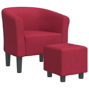 vidaXL Fotoliu tip cuvă cu taburet, roșu vin, material textil