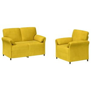 vidaXL Set de canapea 2 buc. Galben Catifea