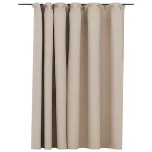 vidaXL Draperie opacă, aspect de in, bej, 290 x 245 cm, cu c&acirc;rlige