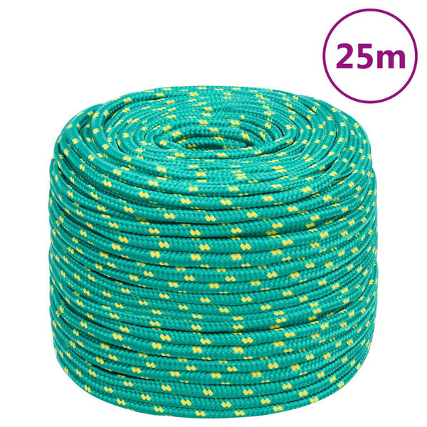 vidaXL Frânghie de barcă, verde, 6 mm, 25 m, polipropilenă