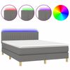 vidaXL Pat cu arcuri, saltea și LED, gri &icirc;nchis, 140x190 cm, textil