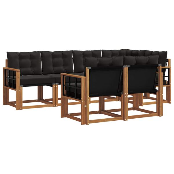 vidaXL Set de canapele de exterior cu pernă 7 pcs Natural și Negru