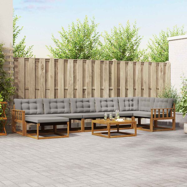 vidaXL Set de canapele de exterior 8 pcs Gri natural și deschis