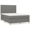 vidaXL Pat box spring cu saltea, gri &icirc;nchis, 140x190 cm, textil
