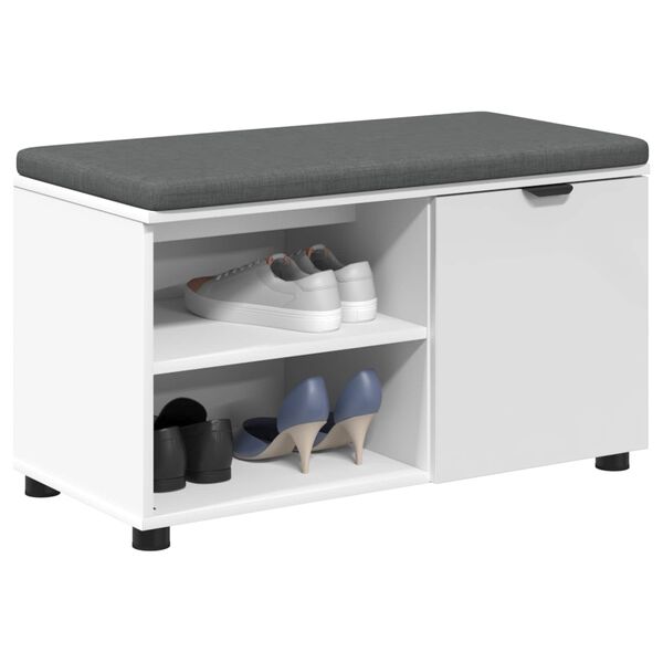 vidaXL Bancă pentru hol cu pernă Simplu Alb 80 x 38 x 46 cm