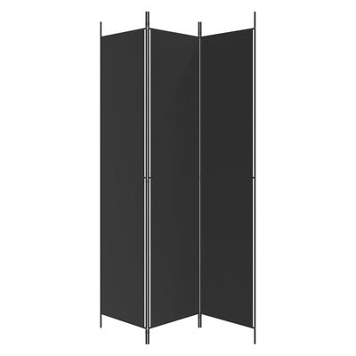 vidaXL Paravan de cameră cu 3 panouri, negru, 150x220 cm, textil