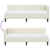 vidaXL Cadru de pat colțar cu saltea cu headboard 2 pcs Crem Catifea