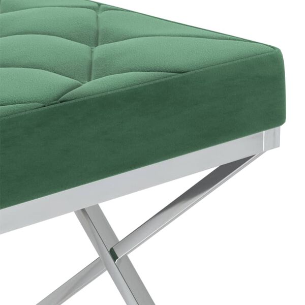 vidaXL Bancă, verde &icirc;nchis, 97 cm, catifea și oțel inoxidabil