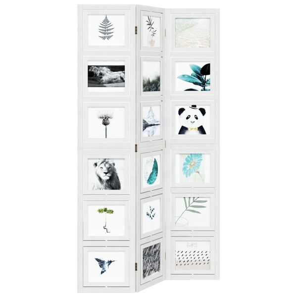 vidaXL Paravan cameră 3 panouri, alb, lemn masiv paulownia