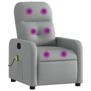 vidaXL Fotoliu reclinabil cu masaj, gri deschis, material textil