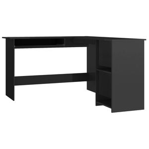 vidaXL Birou de colț &icirc;n formă de L negru extralucios 120x140x75 cm PAL