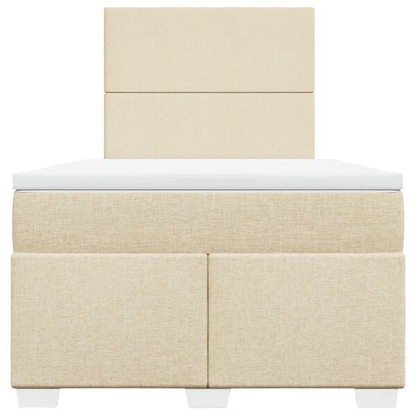 vidaXL Pat continental cu saltea, crem, 120x190 cm, textil