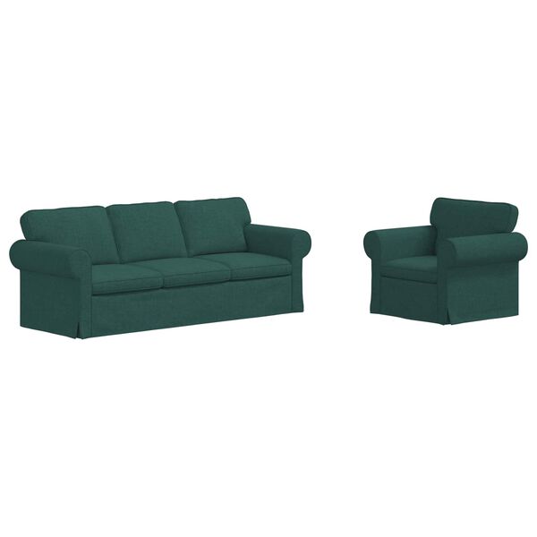 vidaXL Canapea 2 pcs Verde &icirc;nchis 215 x 82 x 80 cm țesătură