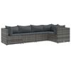 vidaXL Set mobilier de grădină cu perne, 5 piese, gri, poliratan