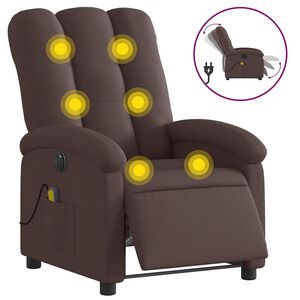 vidaXL Fotoliu electric de masaj rabatabil, maro &icirc;nchis, textil
