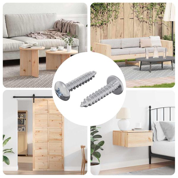 vidaXL Șuruburi din Lemn 2 pcs Argintiu M4 x 20 mm Oțel