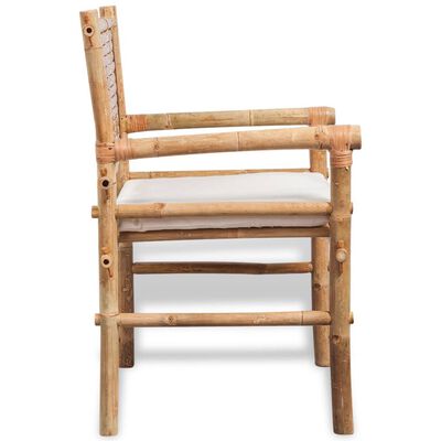 vidaXL Set mobilier bistro cu perne, 3 piese, bambus