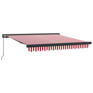 vidaXL Cortina Retractabilă Roșu și Alb 300 x 250 cm Stofă și Metal