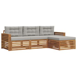 vidaXL Set de canapele de exterior cu pernă Gri natural și deschis