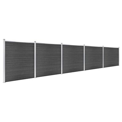 vidaXL Set de panouri de gard ,WPC , 872x186 cm, negru
