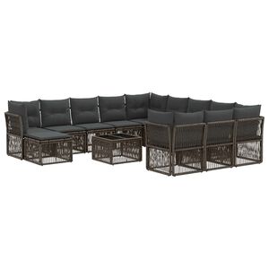 vidaXL Set de canapele pentru grădină 13 pcs Gri poliratan