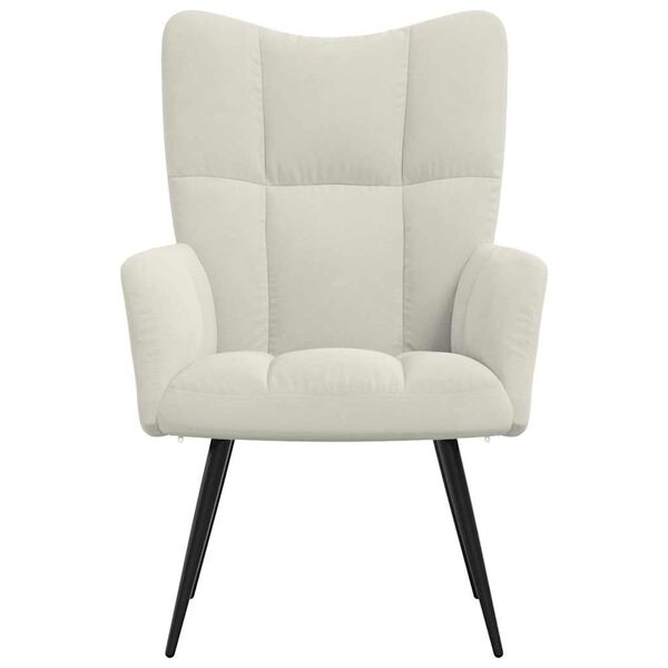 vidaXL Scaun de relaxare, alb crem, catifea