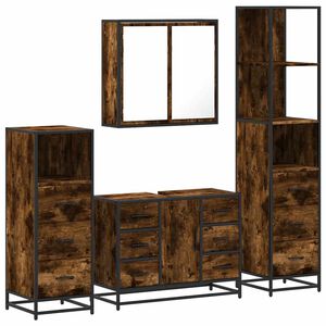 vidaXL Set de mobilier de baie 4 piese Lemn prelucrat de stejar afumat