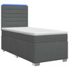 vidaXL Pat box spring cu saltea și LED Gri &icirc;nchis 90 x 190 cm Țesătură