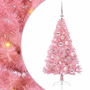 vidaXL Pom de Crăciun artificial pre-iluminat Roz 120 cm PVC