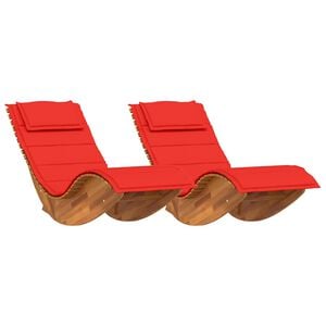 vidaXL Șezlong cu pernă 2-persoană 2 pcs Maro Lemn Solid de Acacia