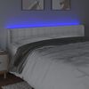vidaXL Tăblie de pat cu LED, alb, 203x16x78/88 cm, piele ecologică