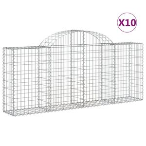 vidaXL Coșuri gabion arcuite 10 buc, 200x30x80/100cm, fier galvanizat
