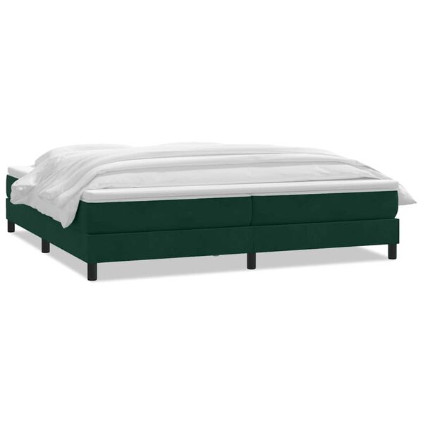 vidaXL Pat box spring cu saltea, verde &icirc;nchis, 200x210 cm, catifea