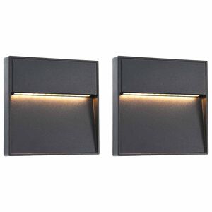 vidaXL Lămpi de perete LED de exterior, 2 buc., negru, 3 W, pătrat
