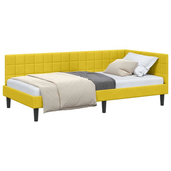 vidaXL Cadru de pat colțar cu headboard Galben 90 x 200 cm Catifea