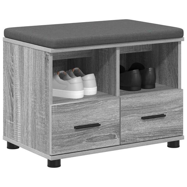 vidaXL Bancă pentru hol cu pernă cu sertar Gri Sonoma 60 x 38 x 46 cm