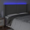 vidaXL Tăblie de pat cu LED, gri, 183x16x118/128 cm, piele ecologică