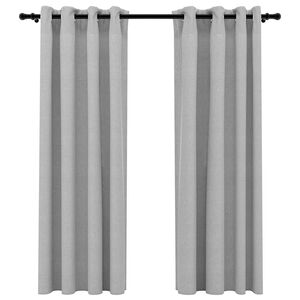 vidaXL Draperii opace, aspect in, cu ocheți, 2 buc., gri, 140x175 cm