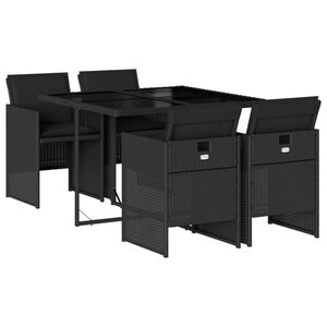vidaXL Set mobilier de grădină cu perne, 5 piese, negru, poliratan