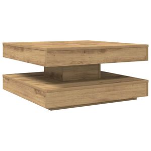 vidaXL Măsuță cafea rotativă 360 grade, stejar artizanal 70x70x34,5 cm