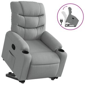 vidaXL Fotoliu rabatabil cu ridicare, gri deschis, material textil