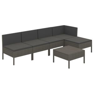 vidaXL Set mobilier de grădină cu perne, 6 piese, gri, poliratan