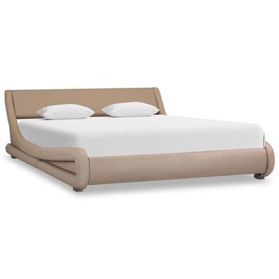 vidaXL Cadru de pat, cappuccino, 140 x 200 cm, piele ecologică