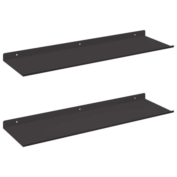 vidaXL Raft suspendat Pe perete 2 pcs Negru 60 x 18 x 2,5 cm Oțel